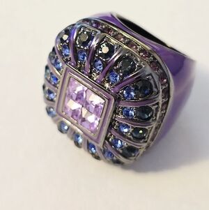 Designer Princess Amanda Borghese Signet Cocktail Ring Size 7 Purple Heidi Daus